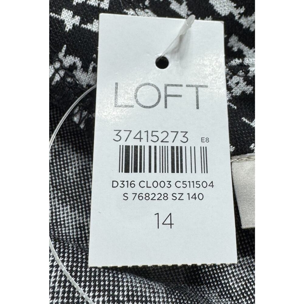 Ann Taylor Loft Shift Dress Women’s 14 Knit Long Sleeve Black Houndstooth NEW - Picture 11 of 12